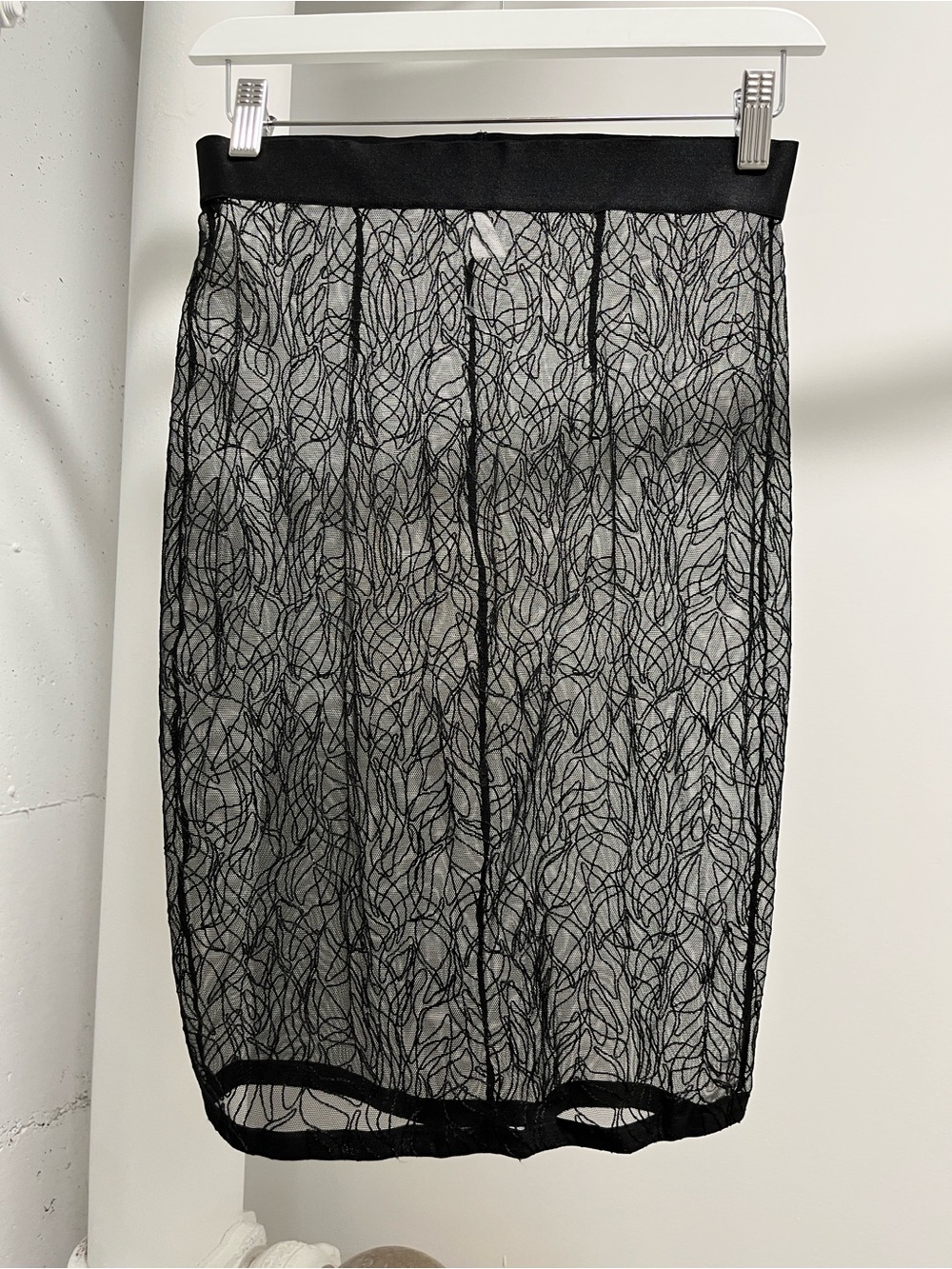 Wolford Black Sheer Lace Pencil Skirt